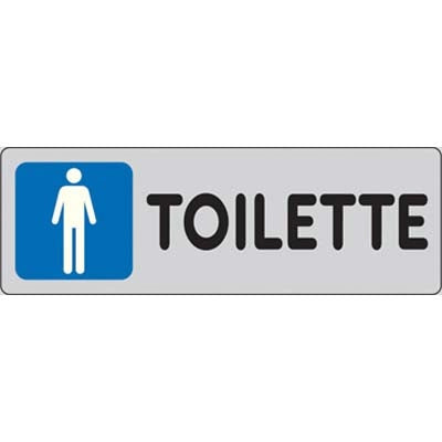 TARGA SEGNALETICA ADESIVA TOILETTE UOMO - VINILE CM 15X5- 10 pezzi