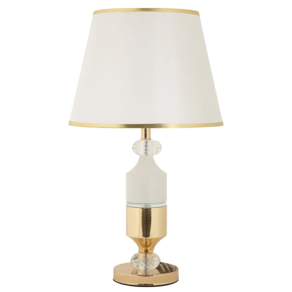 Lampada da Tavolo VKH905, Bianco, Tessuto, 30x30x52 cm