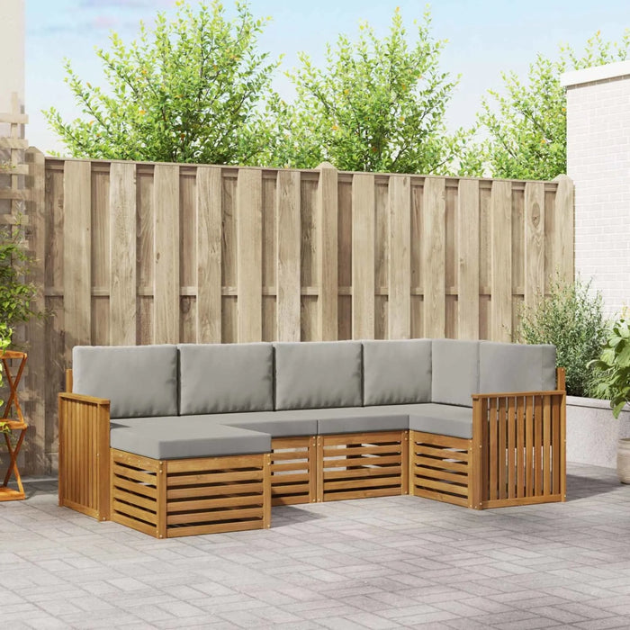 Set divano sezionale con cuscino 6 pcs Grigio Naturale e Chiaro 3375086