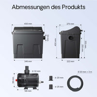 Filtro biologico per laghetto CBF-200T con chiarificatore UVC 9 W e pompa 2.300 l/h da 35 W