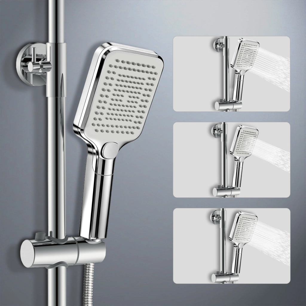 Colonna doccia con miscelatore termostatico, saliscendi doccia tondo regolabile 72-120cm, cromo