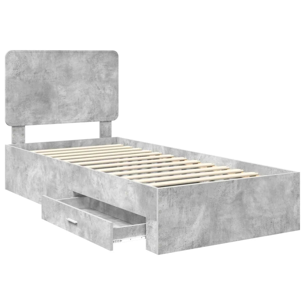 Struttura del letto con testiera-Giroletto con Testiera Grigio cemento 100 x 200 cm 716583