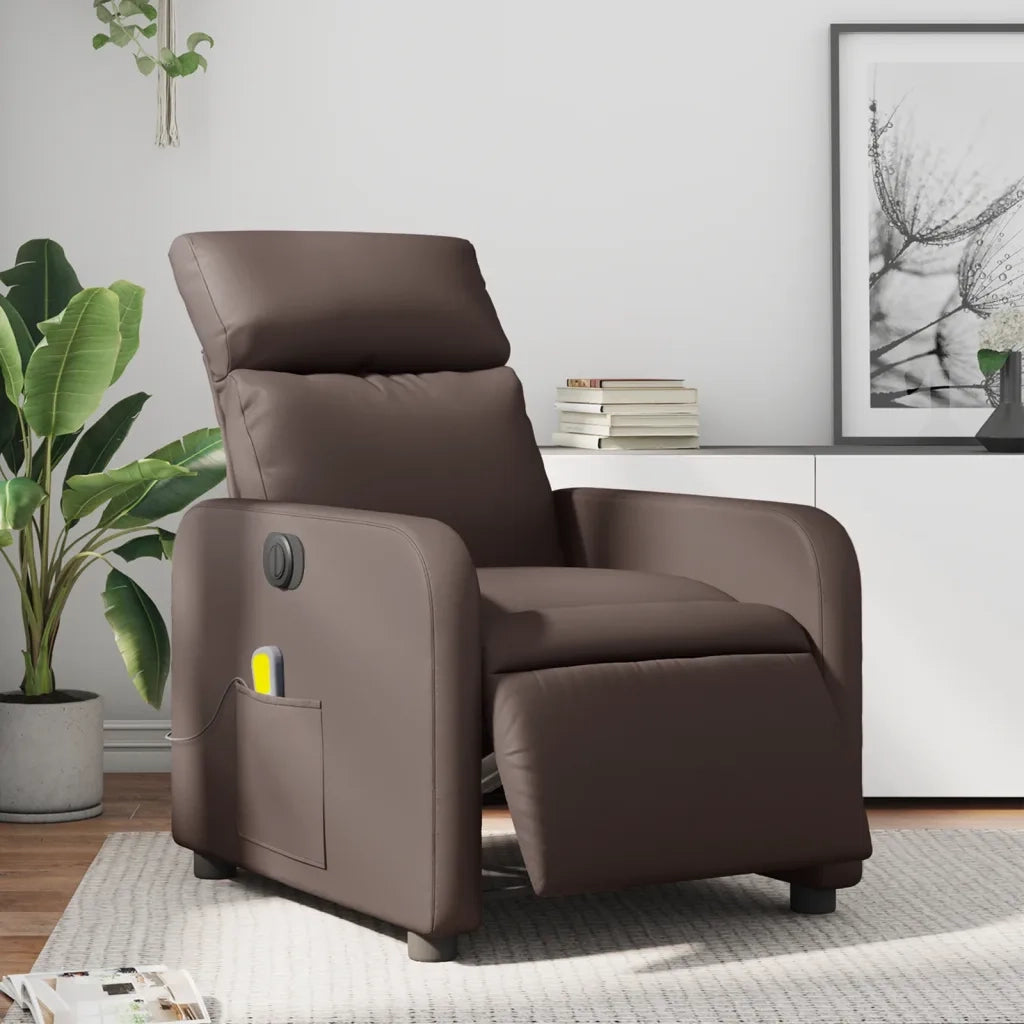 Poltrona Massaggiante | Sedia Relax Elettrica Marrone in Similpelle