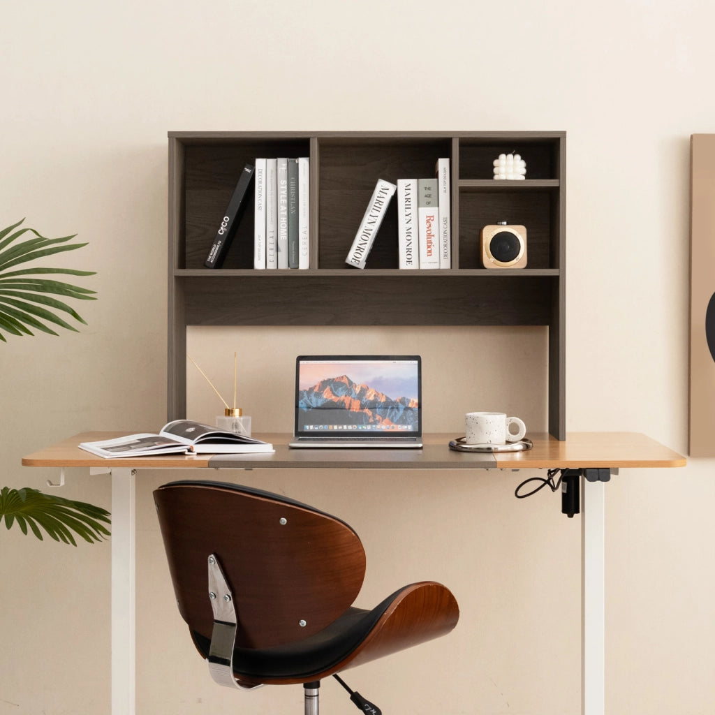 Libreria da scrivania per computer con 4 cubi e scomparto posteriore aperto-Organizzatore di stoccaggio per scrivania Grigio