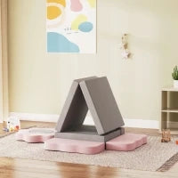 Set di 12 blocchi di schiuma per arrampicare, costruire, strisciare, tappetini da gioco in schiuma con cordura, Grigio+Rosa