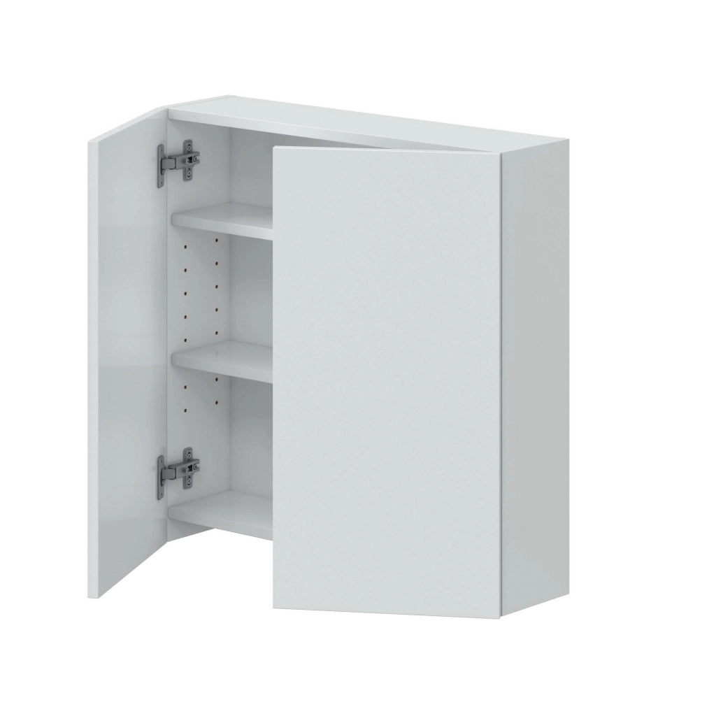Mobile pensile Apollosa, Armadietto sospeso, Mobiletto a muro, Armadio ausiliario multifunzione, 60x16 h60 cm, Bianco lucido