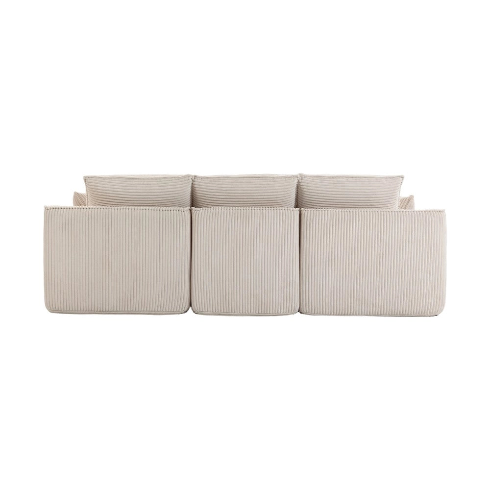 Divano 3 Posti con Poggiapiedi e Cuscini in Tessuto ¨C Xylo ¨C Beige
