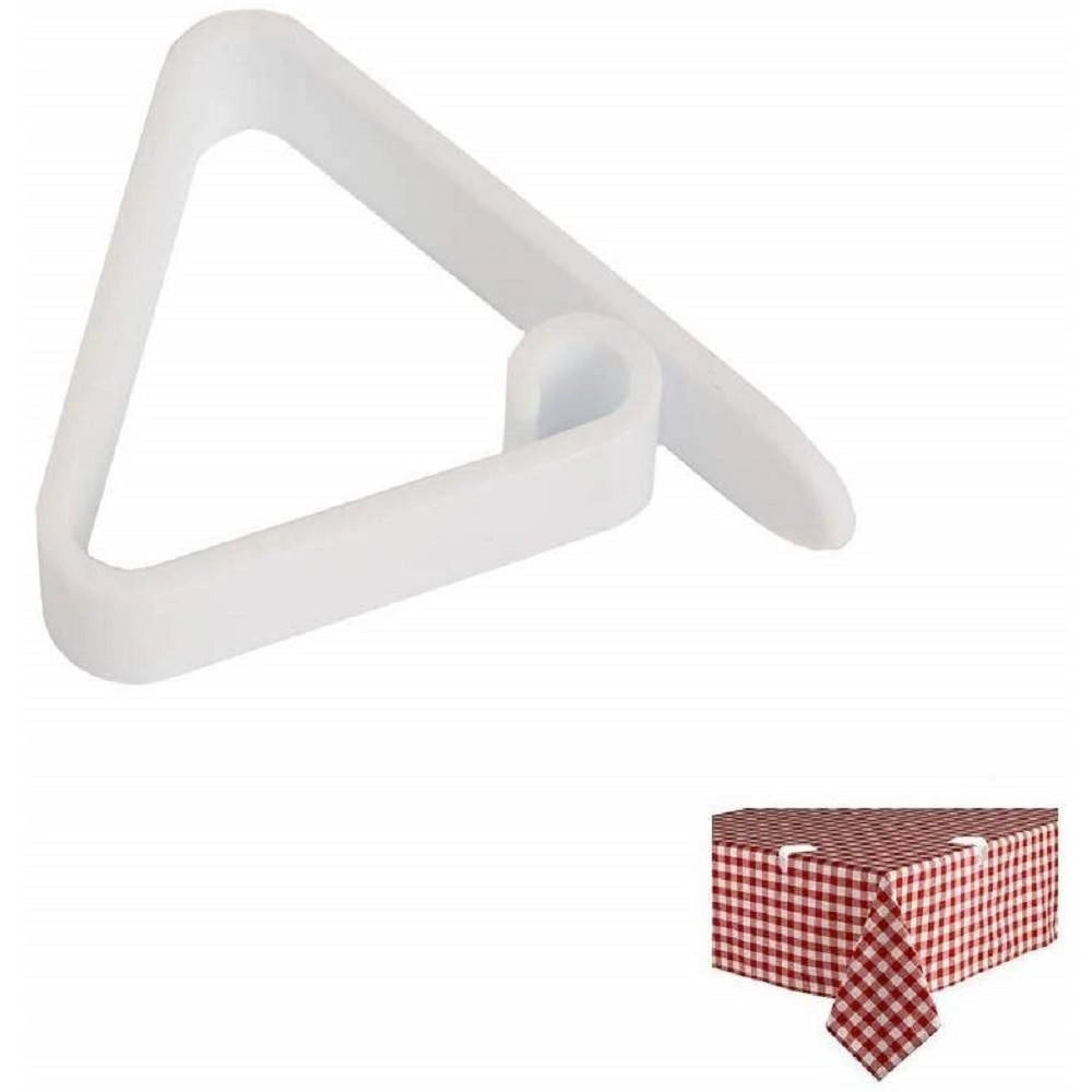 Trade Shop - 24 Pz Fermatovaglia Ferma Tavola Plastica Bianco Clip Gancio Tavole Molla Casa -