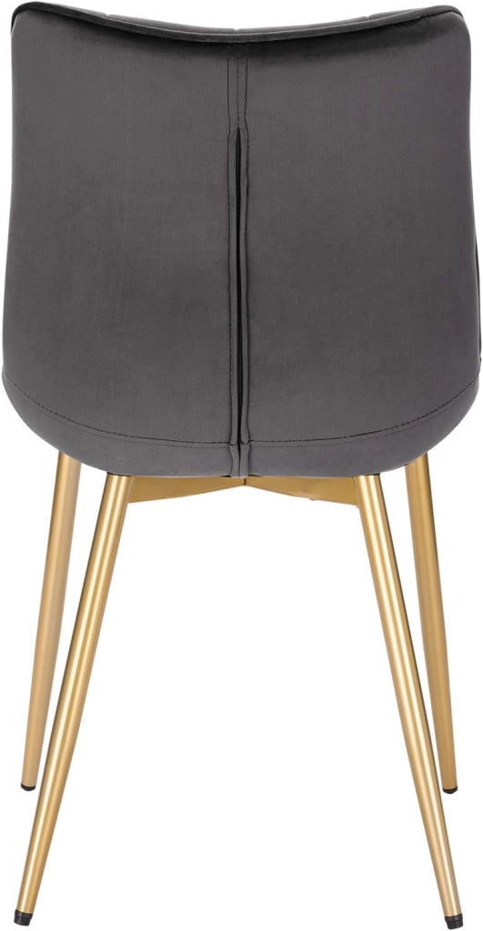 Coppia Sedia da Cucina Sala Pranzo in Velluto Grigio Poltroncine Camera da Letto Gambe in Metallo Dorato 0671BY-2