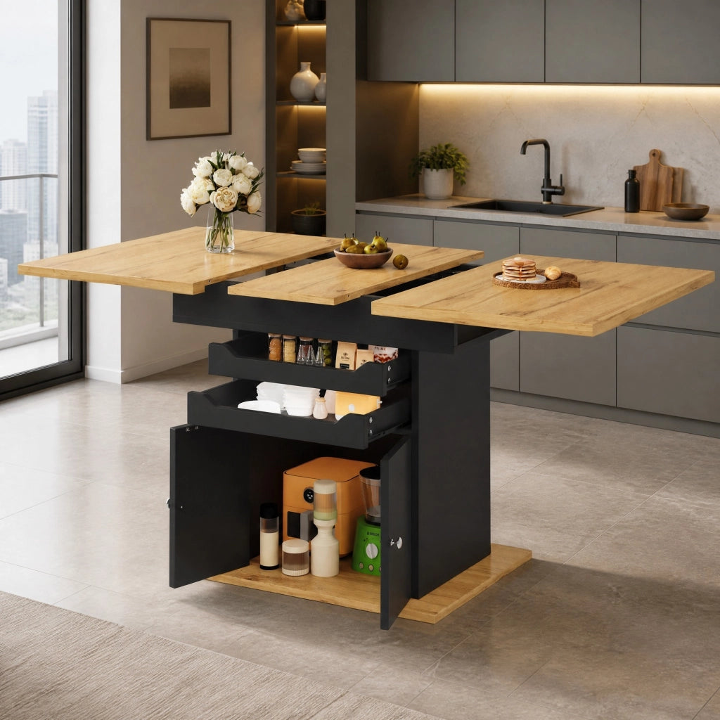 TAVOLO Allungabile 110-140x80x76 cm in MDF Nero