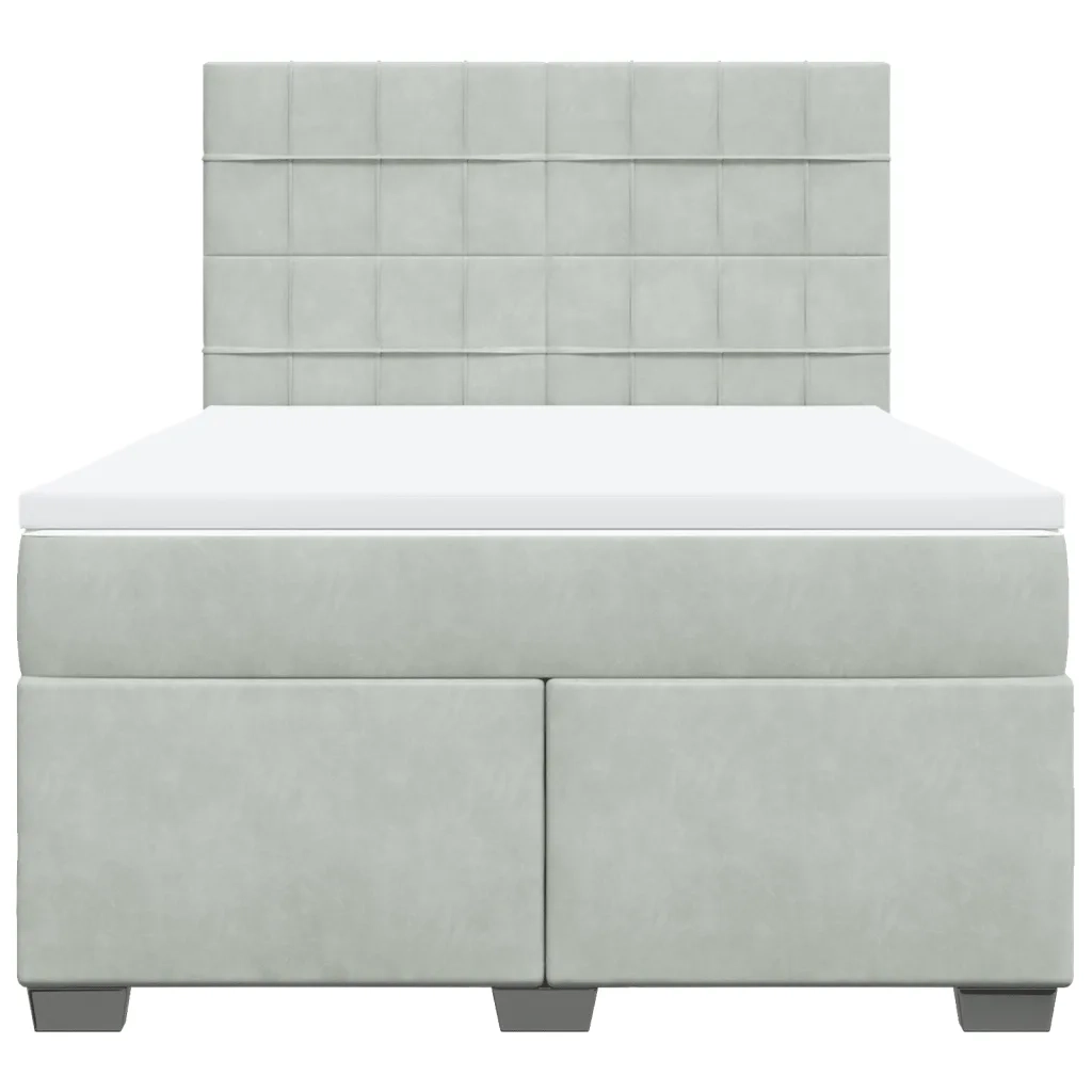 Giroletto a Molle con Materasso Grigio Chiaro 160x200cm Velluto