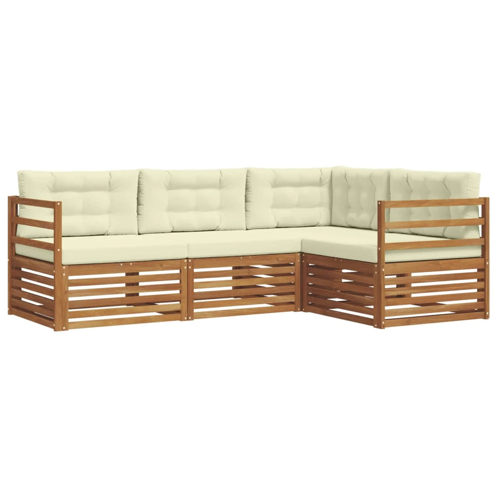 Set di divani da esterno con cuscino 4 pcs Naturale e Crema