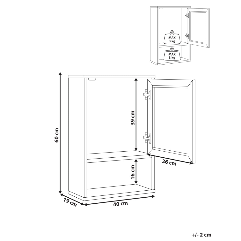Armadietto da bagno in particelle di legno chiaro Rattan intrecciato 40 x 60 cm Boho Design