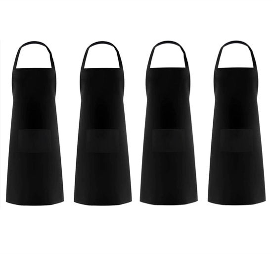Schort Acquastatico - 4 Pezzi - Schort da Cucina con Tasche - Uomo/Donna - Materiale Naturale Sicuro - Nero