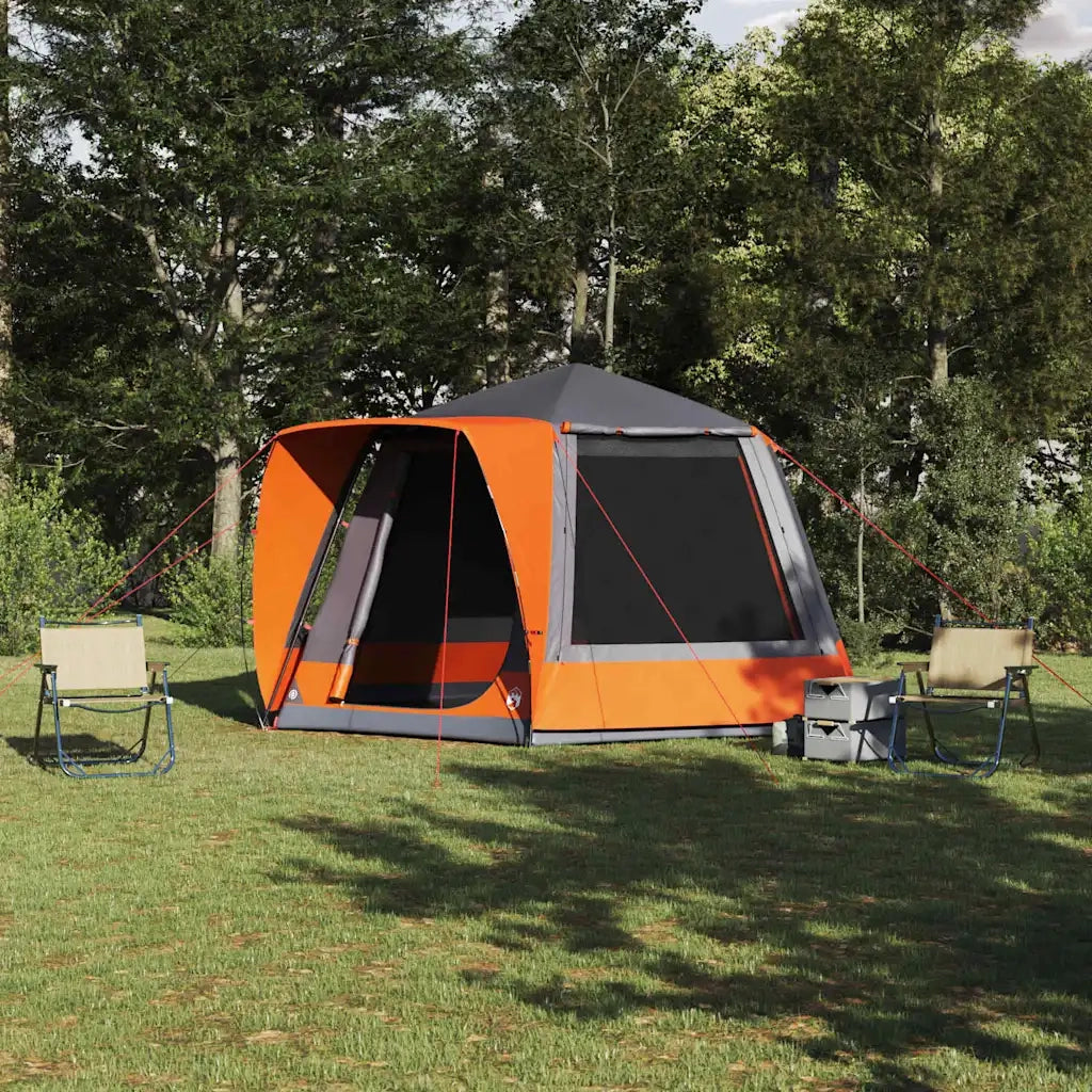 vidaXL Tenda da campeggio Grigio e arancione 420 x 420 x 227 cm