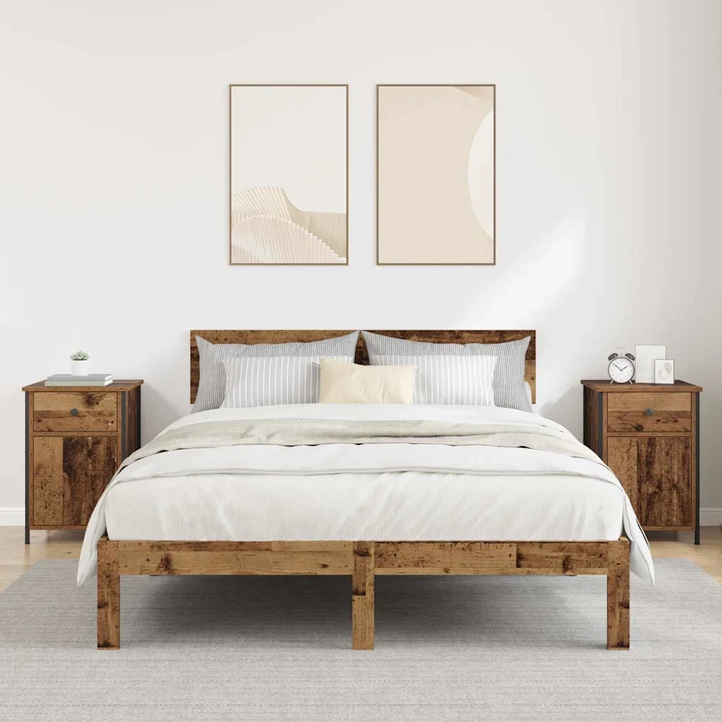 Set di 2 Comodini | Armadio da Notte | Mobiletto da notte Legno vecchio 40 x 42 x 60 cm