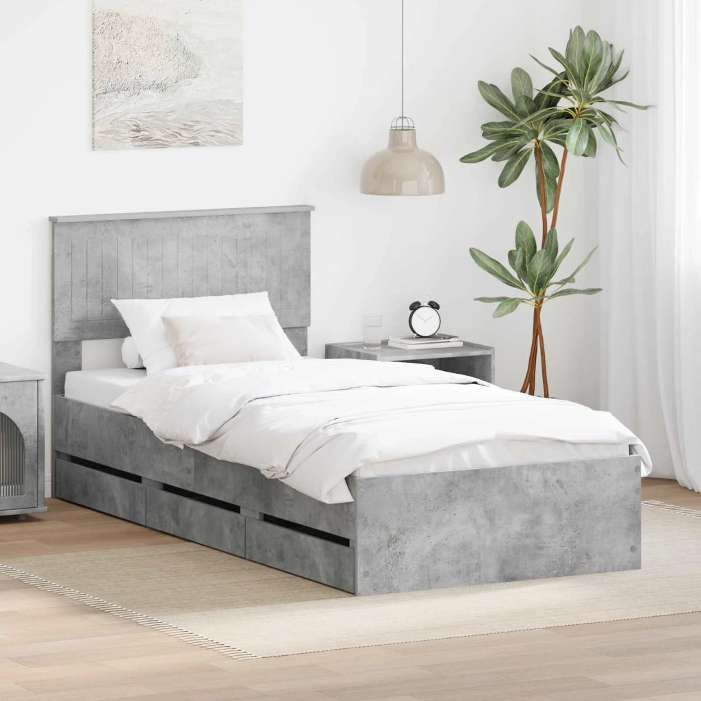 Struttura del letto con cassetto Grigio cemento 90 x 200 cm 3410745