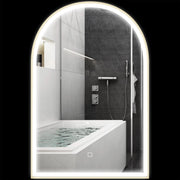 Specchio da bagno LED 90x60cm ¨C Xylo ¨C con antiappannamento e interruttore tattile, cornice in alluminio