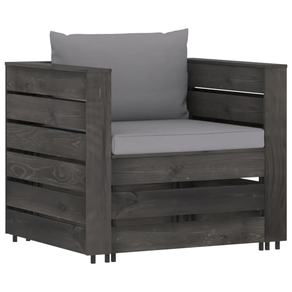Set Salotto da Giardino 2pz con Cuscini Legno Impregnato Grigio 3068145