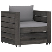 Set Salotto da Giardino 2pz con Cuscini Legno Impregnato Grigio 3068145