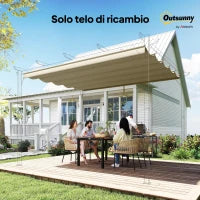 Copertura per Gazebo Pergola 4x3 m in Poliestere Traspirante Beige con 10 Fori di Drenaggio