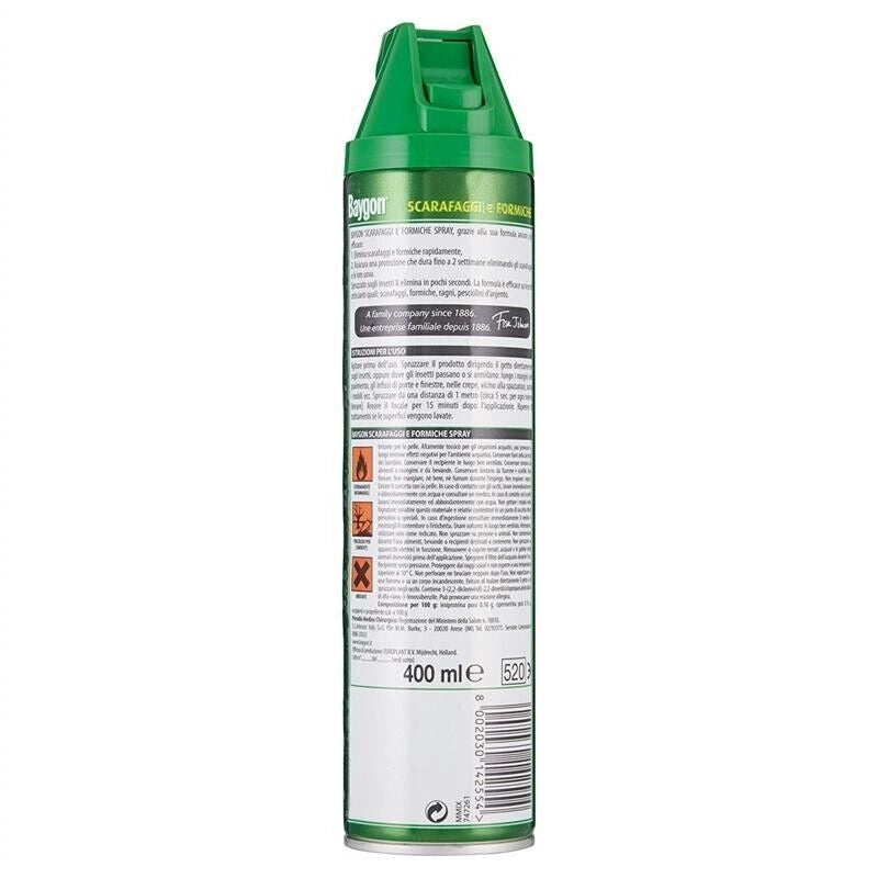 BAYGON INSETTICIDA SPRAY ANTI SCARAFAGGI E FORMICHE 400ML