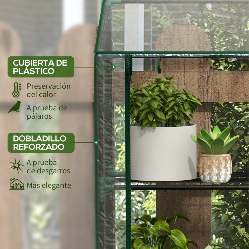 Serra da Giardino 3 Ripiani ¨C Xylo ¨C Tetto Inclinato con Porte a Zip 143x46x141 cm Trasparente