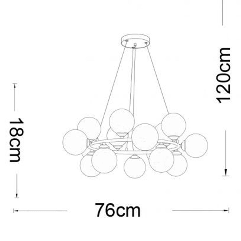 Trade Shop - Lampadario A Sospensione Contemporaneo In Metallo Bronzo Con 15 Sfere Attacco G9 B94 -