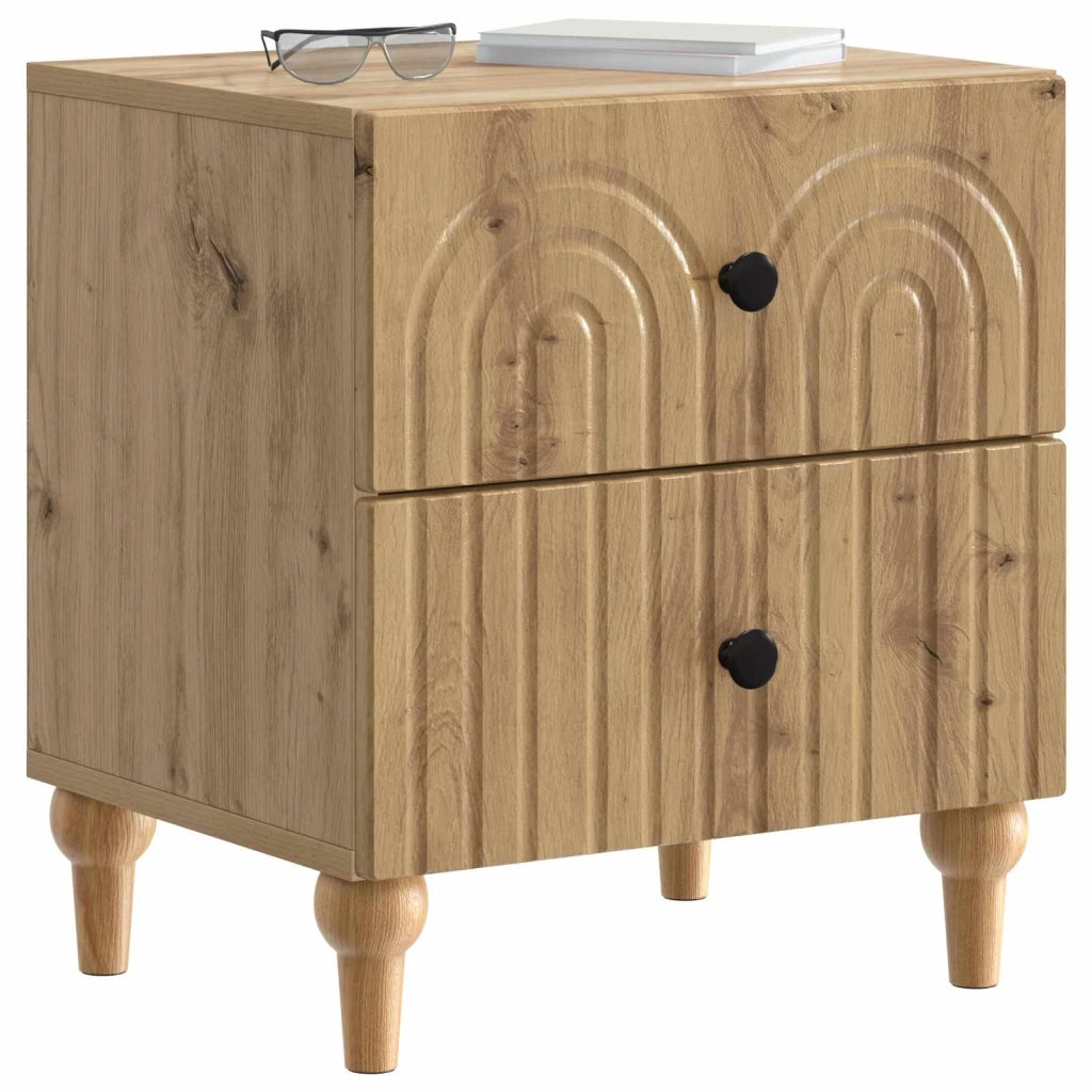 Set di 2 Comodini | Armadio da Notte | Mobiletto da notte Rovere Artigianale 43 x 34,5 x 48 cm