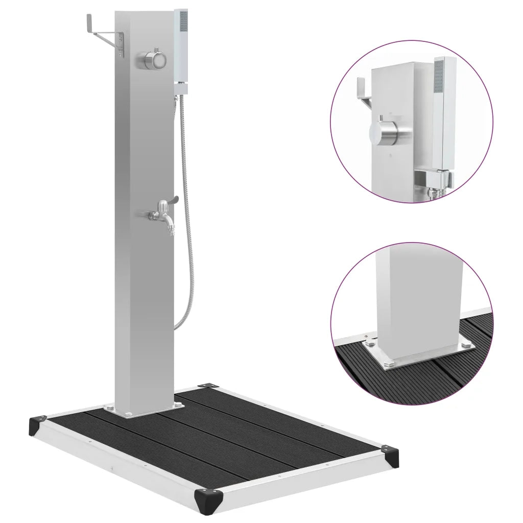 Doccia da Esterno con Piatto in WPC Acciaio Inossidabile cod mxl 53722