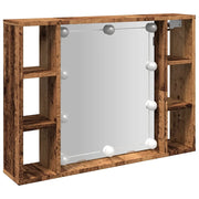 Mobile a Specchio LED Legno Antico 76x15x55 cm Multistrato CFW7953182