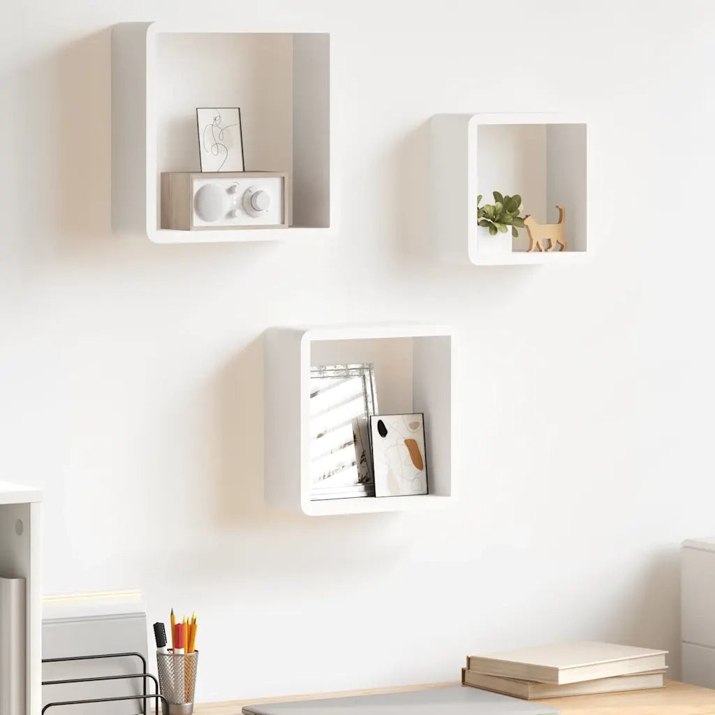 Mensole a Cubo da Parete 3 pz Bianco in MDF cod mxl 61296