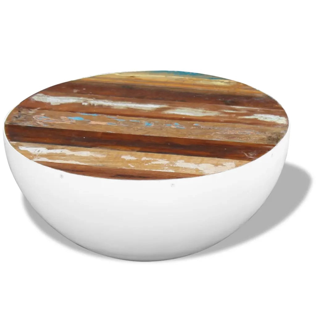 Tavolino da CaffÃ¨ Forma di Coppa Legno di Recupero 60x60x30cm cod mxl 20846