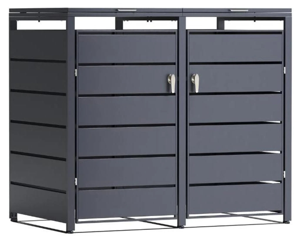 TIMBELA M802-2K Copribidone Spazzatura in Metallo 2 x 240L
