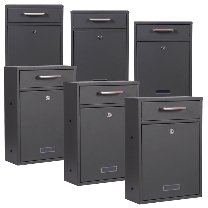 Cassetta delle lettere 2x3 V52 antracite a muro Con serrature e targhette nome Posta