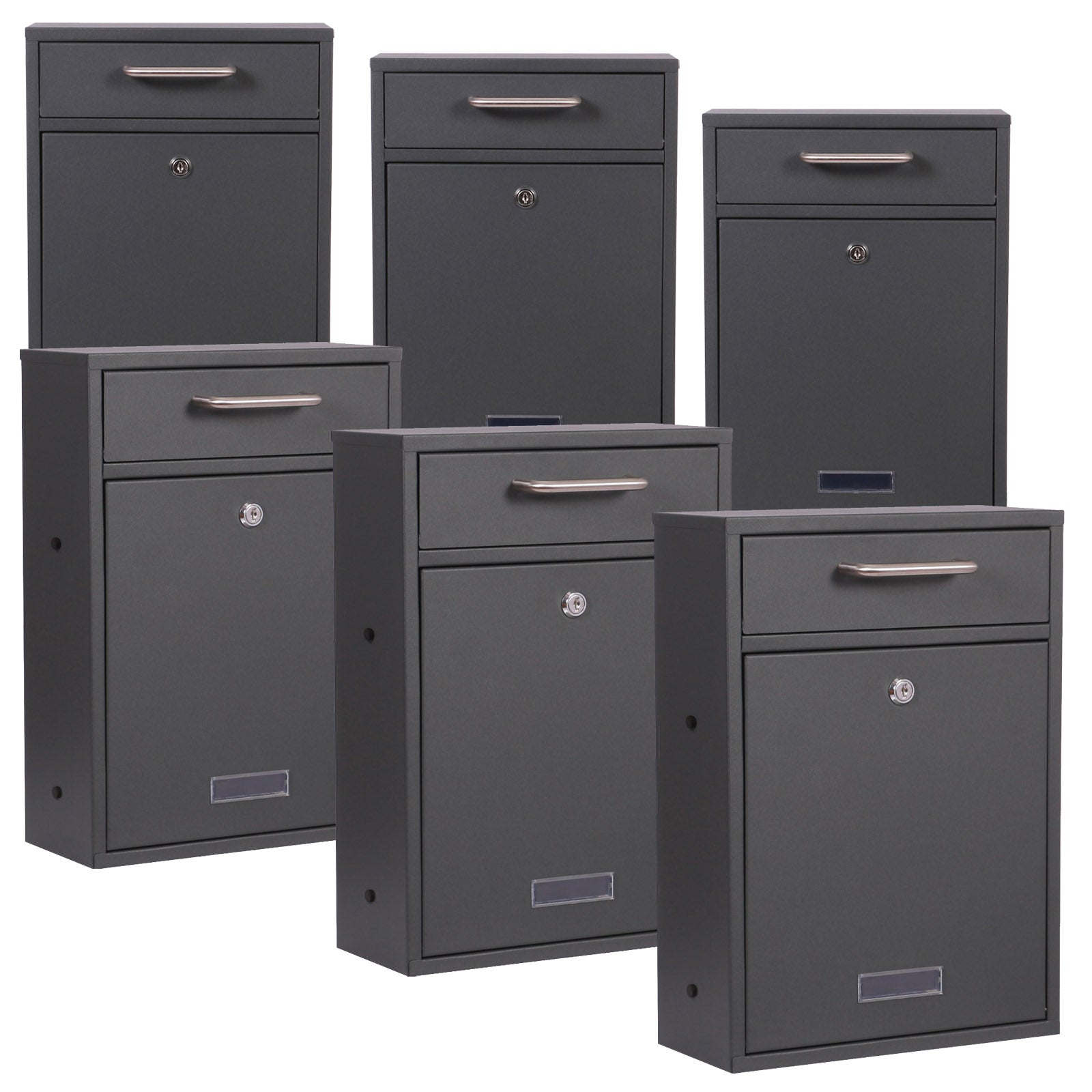 Cassetta delle lettere 2x3 V52 antracite a muro Con serrature e targhette nome Posta