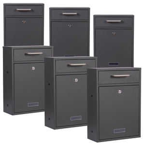 Cassetta delle lettere 2x3 V52 antracite a muro Con serrature e targhette nome Posta