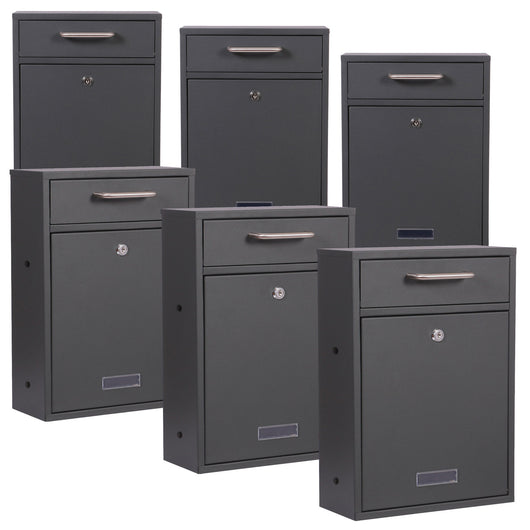 Cassetta delle lettere 2x3 V52 antracite a muro Con serrature e targhette nome Posta