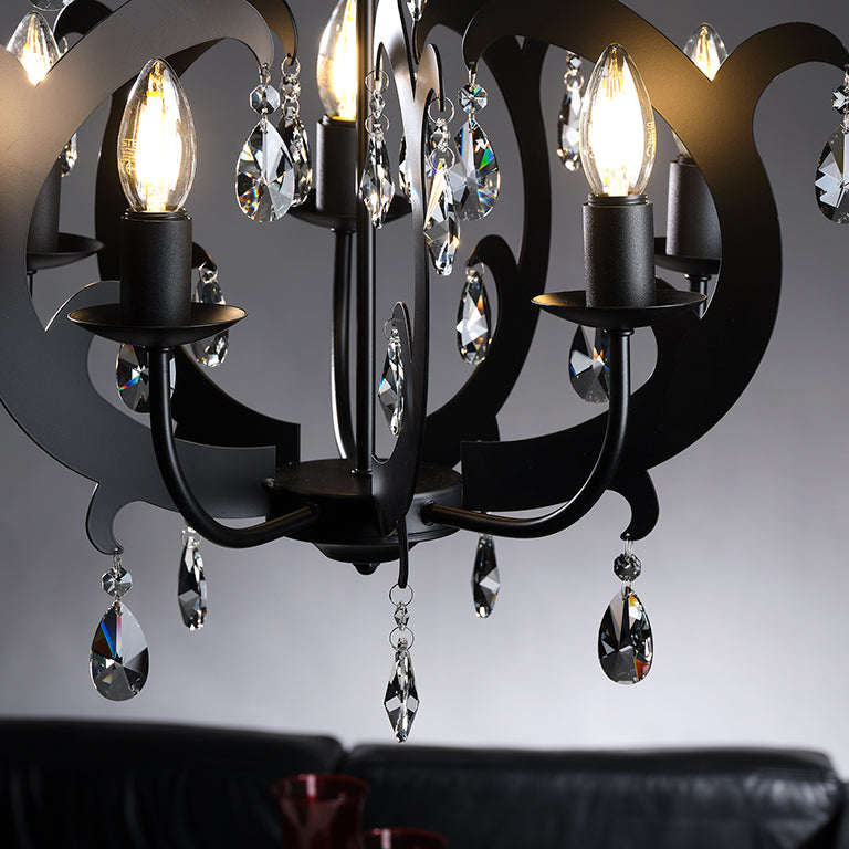 Lampadario Jane 5 luci Nero