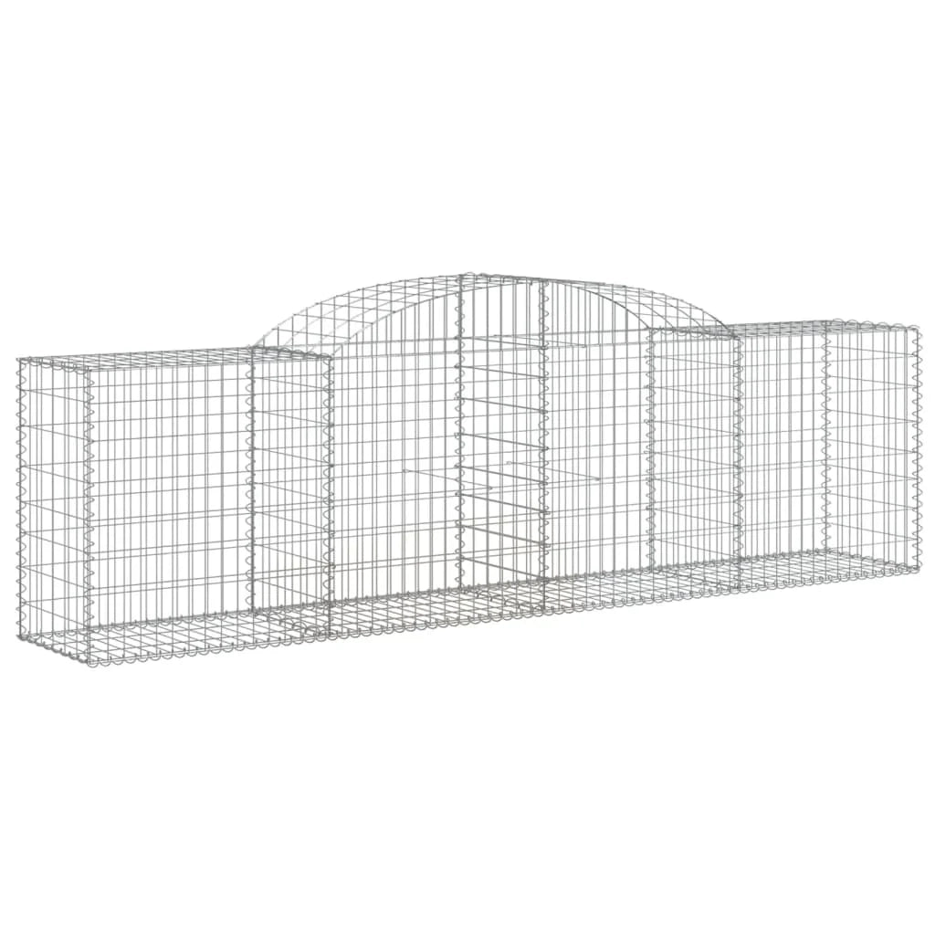 Cestini gabbioni recinzione a gabbia muro di contenimento ad arco 5 pezzi 300 x 50 x 80/100 cm ferro zincato argento 02_0040920