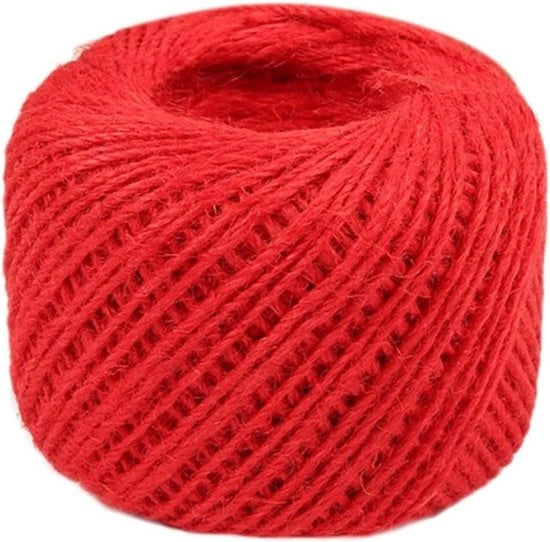 Tessuto naturale di sisal a un filo - Corda di juta rustica - 50 metri - 2mm - Corda di juta a doppia torsione - Corda di stringa - Decorazione di matrimonio - Decorazione di Natale - Rosso