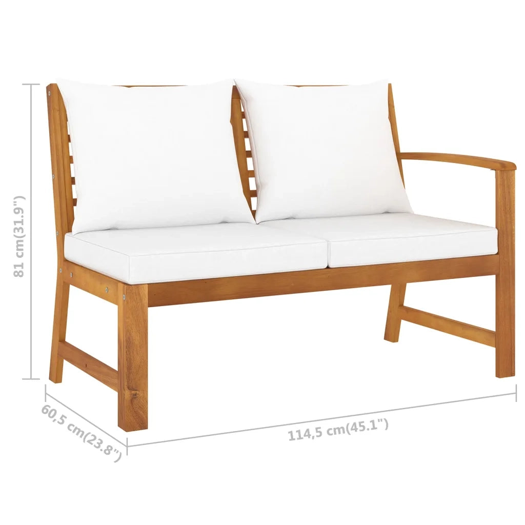 Set Divani da Giardino 4 pz con Cuscini Crema in Legno Acacia cod mxl 42290