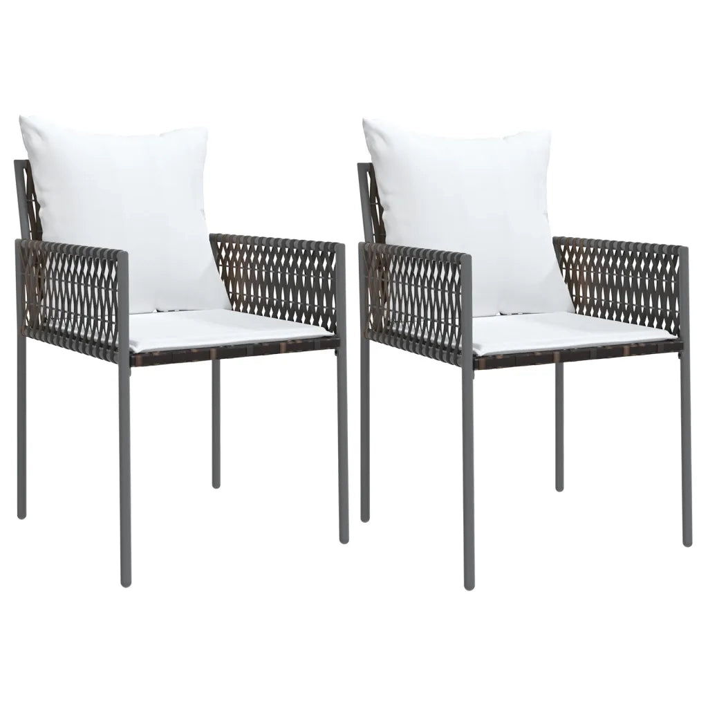 Set Pranzo da Giardino 3pz con Cuscini in Polyrattan e Acciaio 3187049