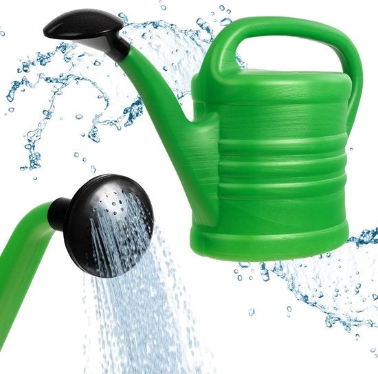 Giocatore di acqua, giocatore di acqua in plastica per giardino, per dentro e per fuori, fiori, piante da appartamento, attrezzatura per giardiniere per irrigazione, giardino, casa, con manico comodo, leggero, 5l, verde