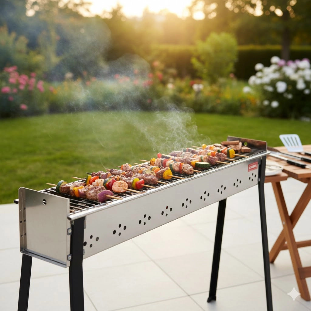 BARBECUE CARBONELLA CUOCISPIEDINI INOX FERRABOLI - CM 115X14 H.CM 78