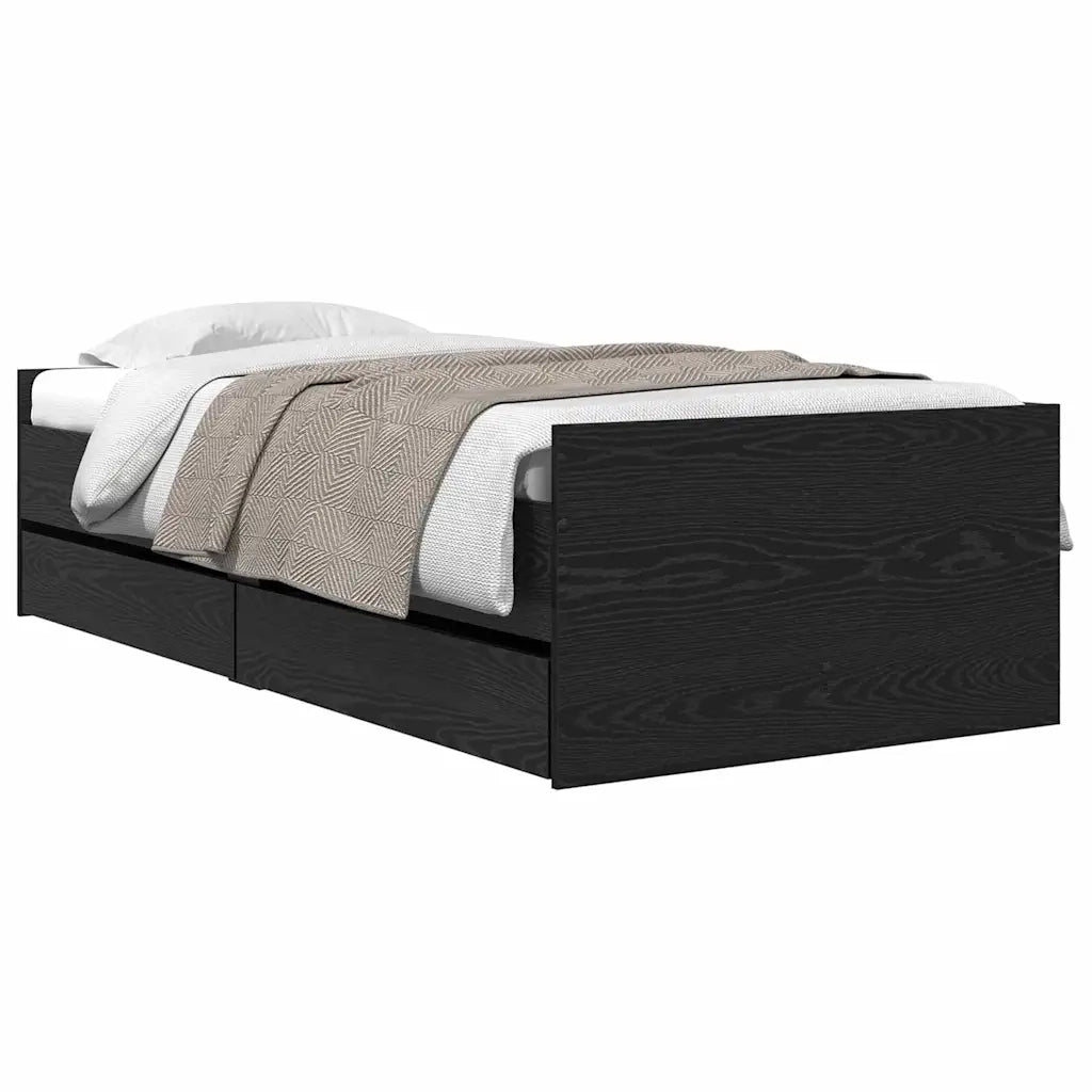 Struttura del letto Rovere Nero 90 x 190 cm Pino massello