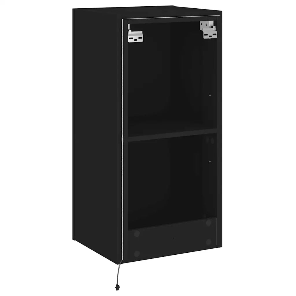 Mobile TV a Parete con Luci LED Nero 40,5x35x80 cm 837261