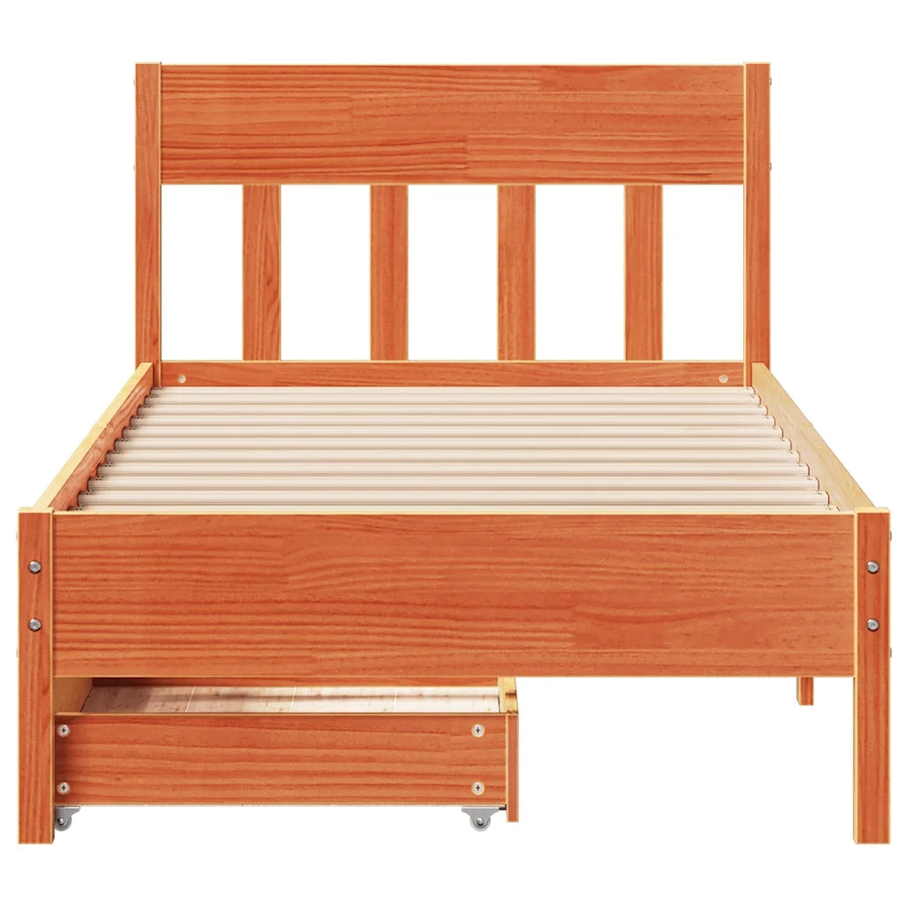 Letto senza Materasso Marrone Cera 90x190 cm in Legno di Pino 3301889