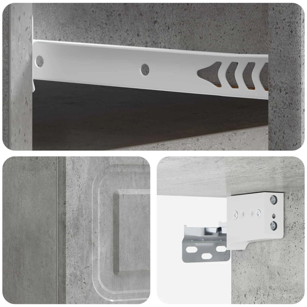 Mobiletto da notte a muro con cassetto 2 pcs Grigio Cemento