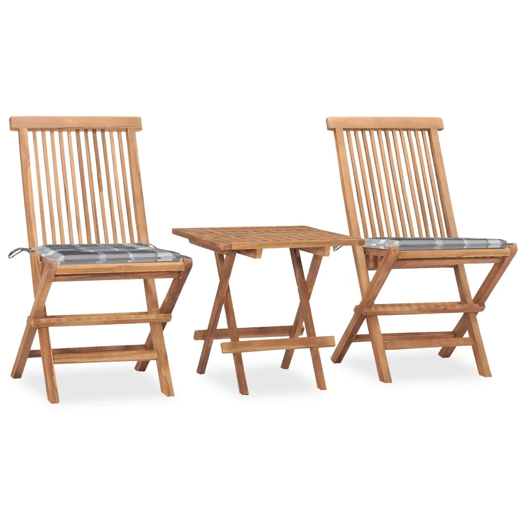 Set da Pranzo Giardino Pieghevole 3 pz Cuscino Massello di Teakcod mxl 120443